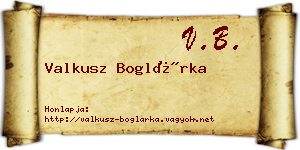 Valkusz Boglárka névjegykártya